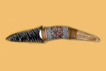 Elk Antler Tine Knife. Beaded or With Wolf Track. 7 to 8 Inches $59 - KN1106.